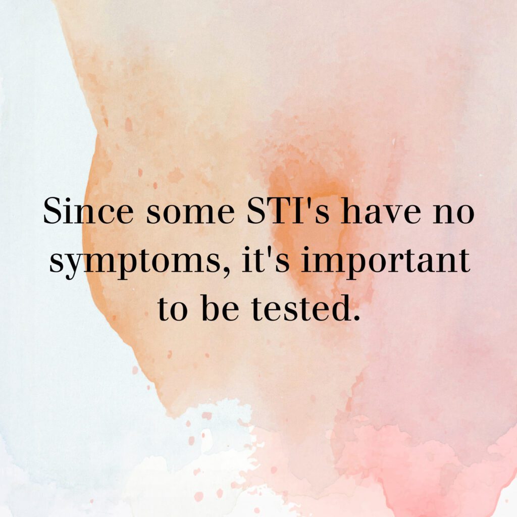 Graphic with text "Since some STIs have no symptoms, it's important to be tested"