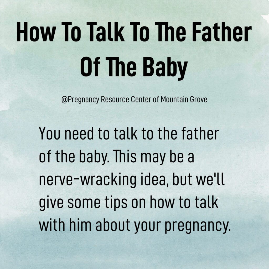 Watercolor graphic with text "How to talk to the father of the baby"