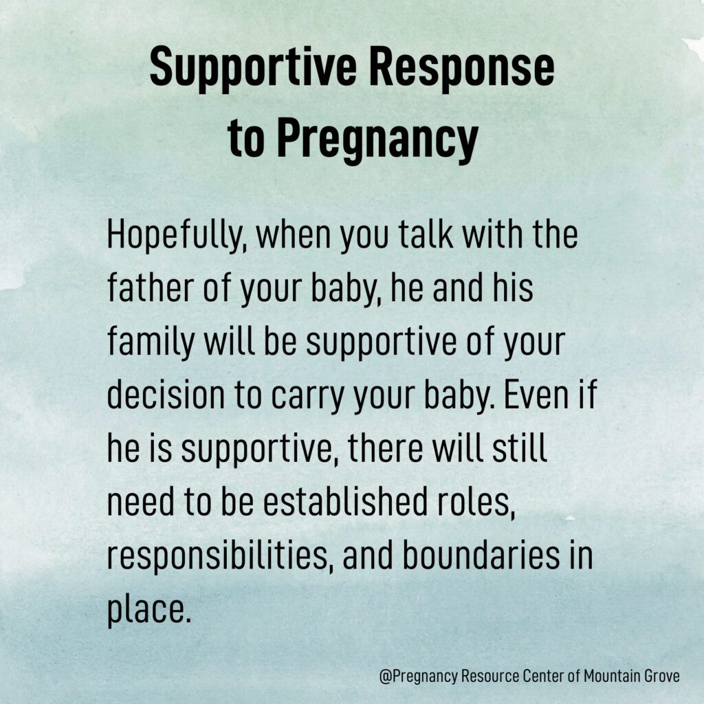 Graphic with text about "Supportive response to pregnancy"