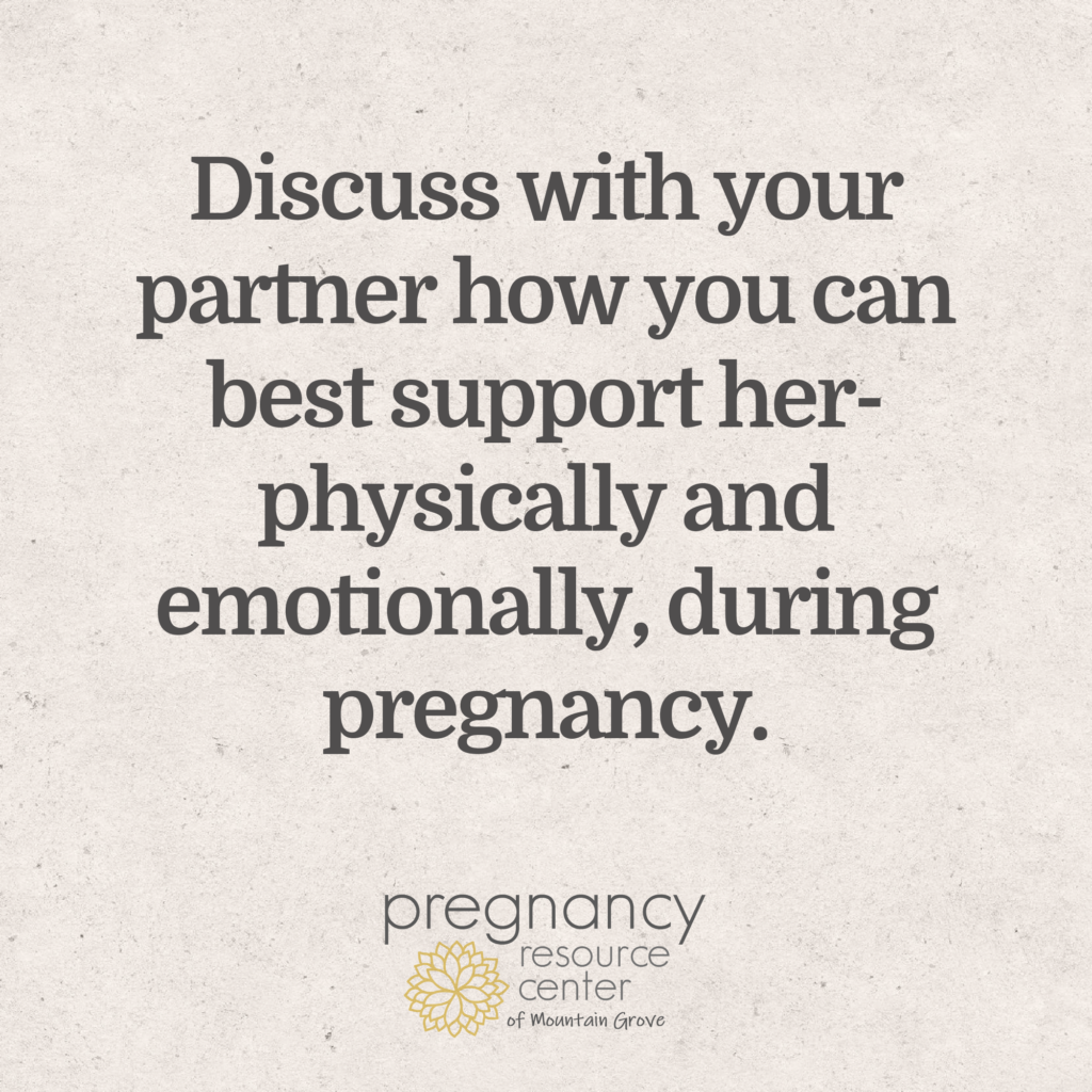 Graphic with text regarding the importance of supporting your partner during pregnancy.